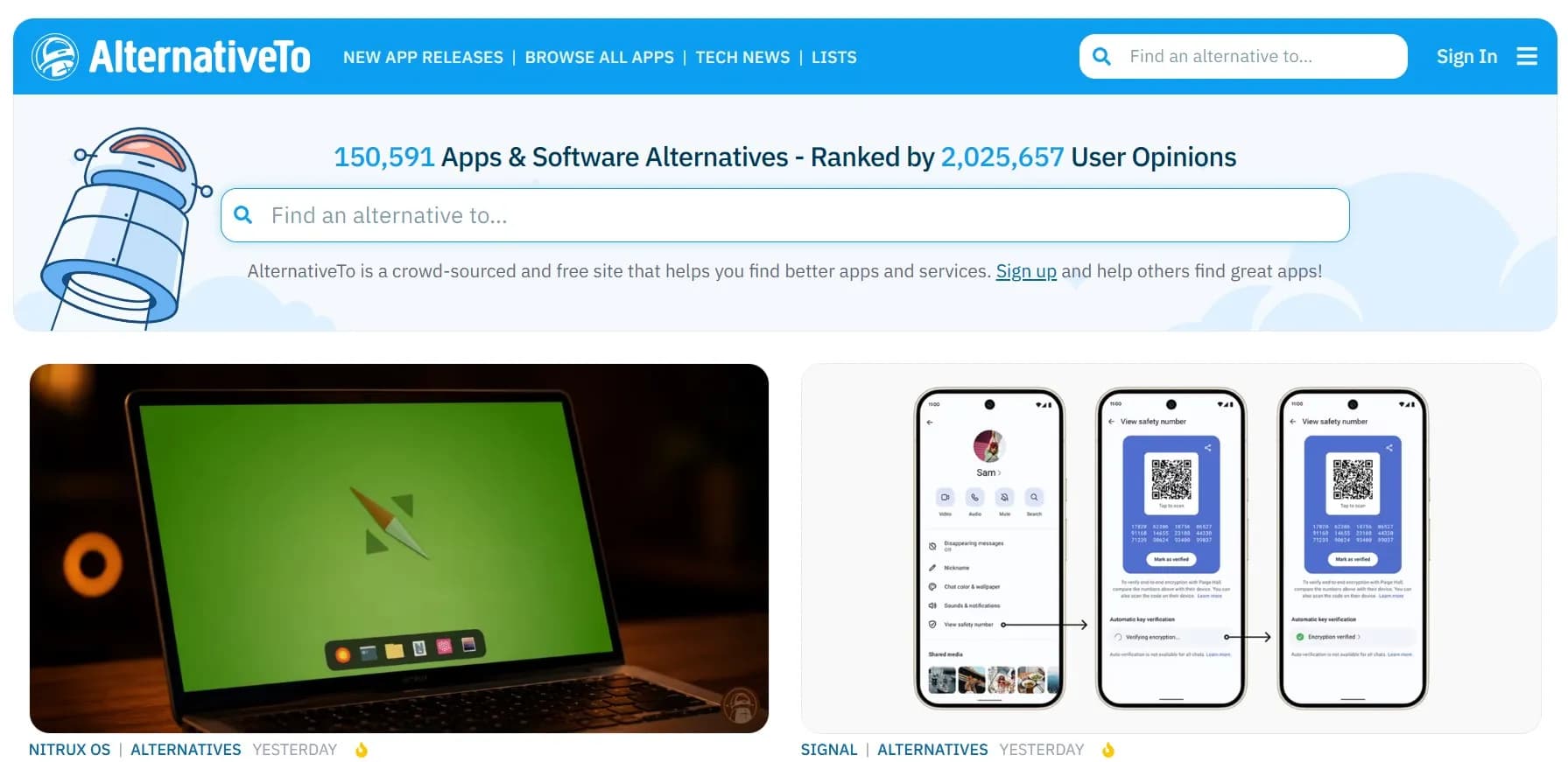 AlternativeTo AI tool directory submission pricing and submission interface screenshot 2026