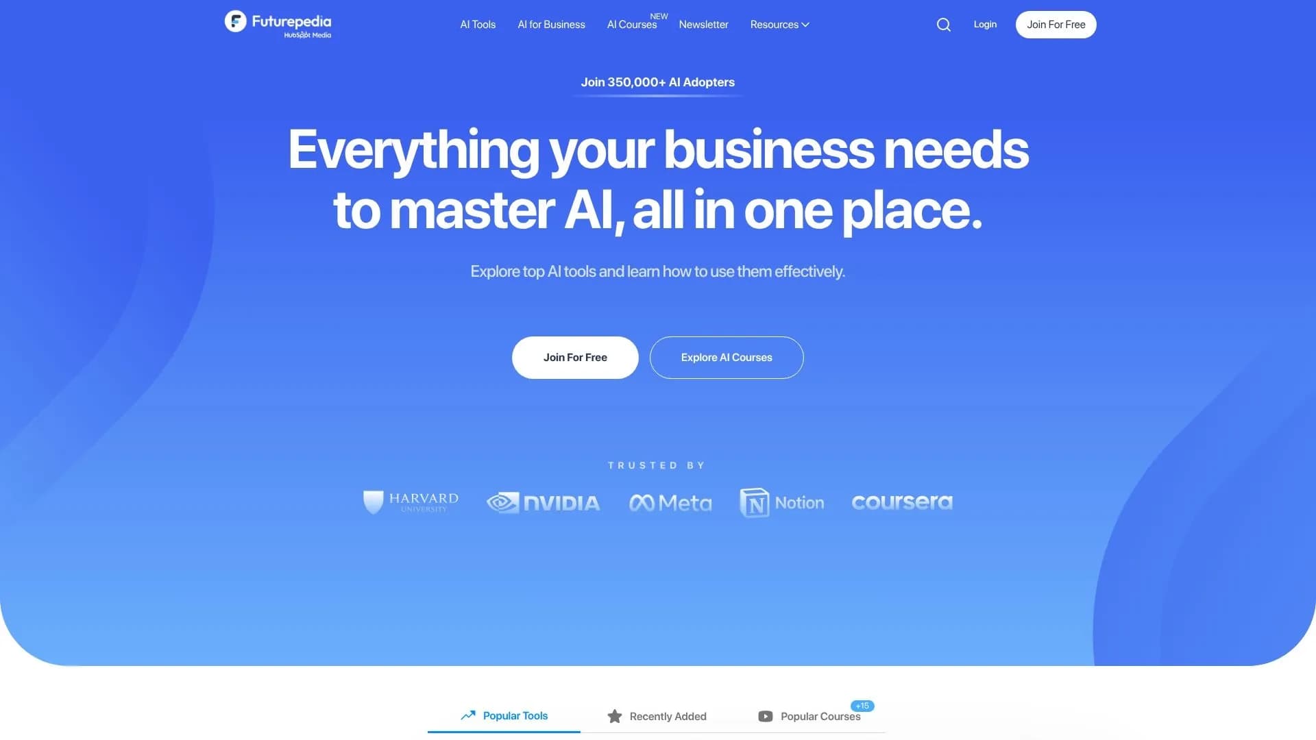 Futurepedia website homepage interface preview screenshot 2026