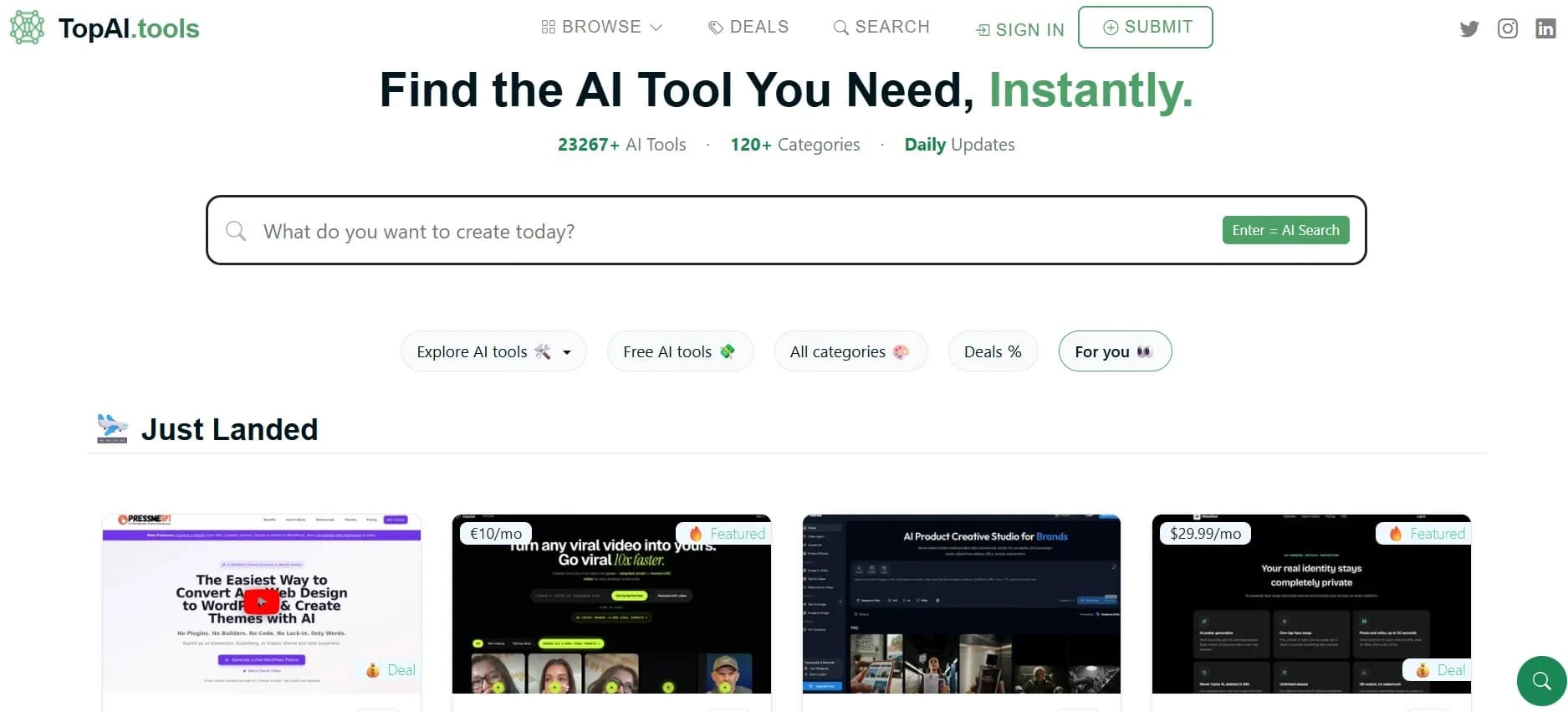 TopAI.tools website homepage interface preview screenshot 2026