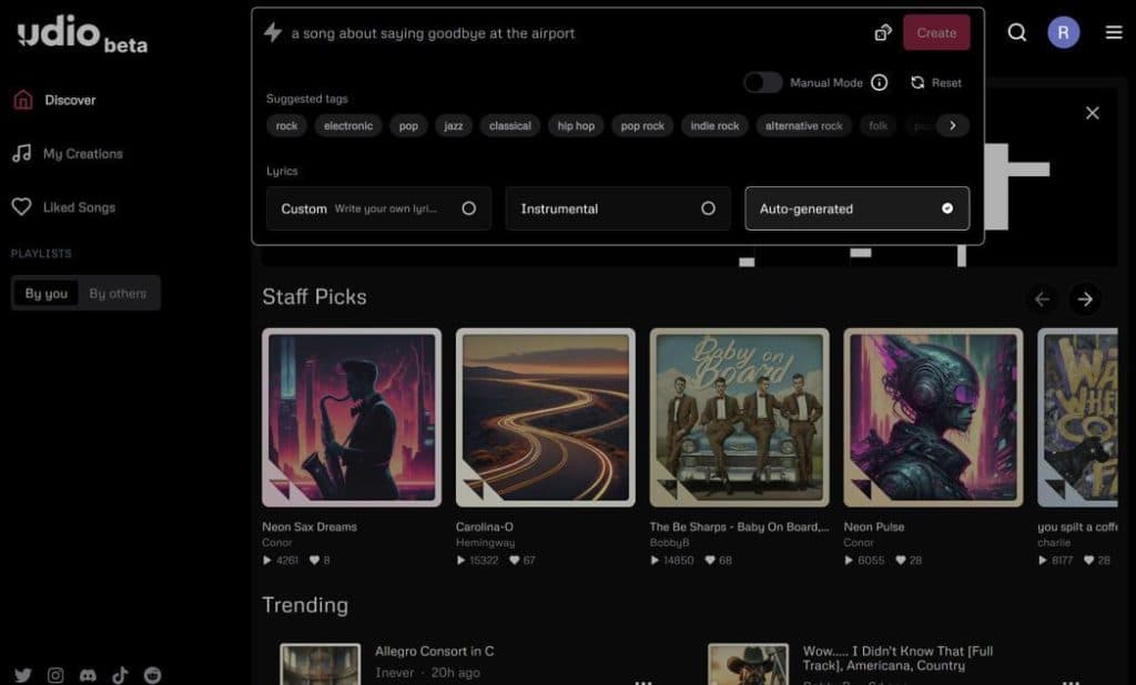 Udio screenshot 3