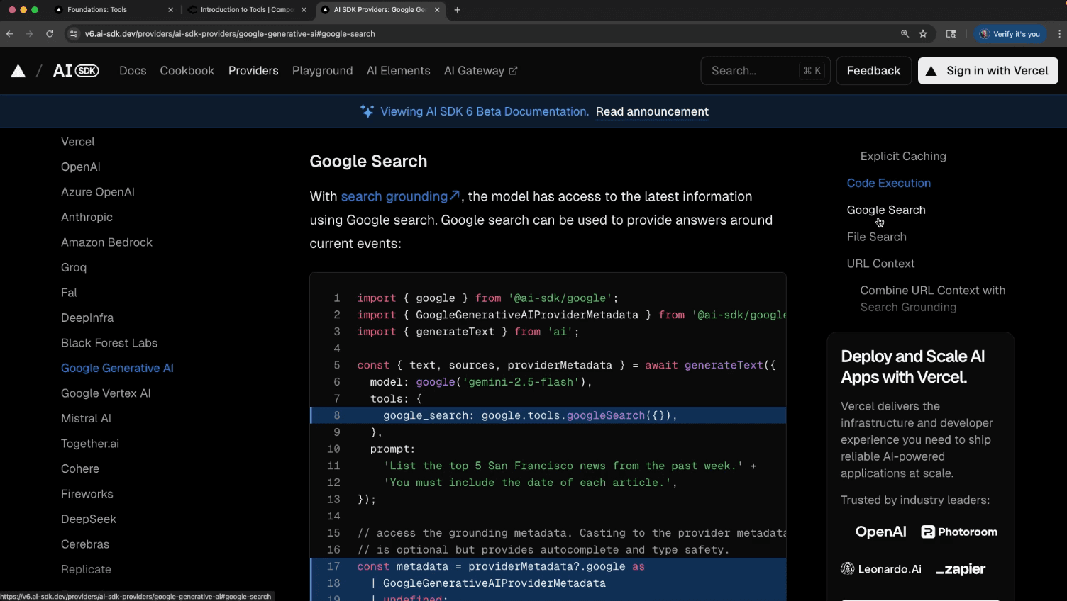 Vercel AI SDK screenshot 6
