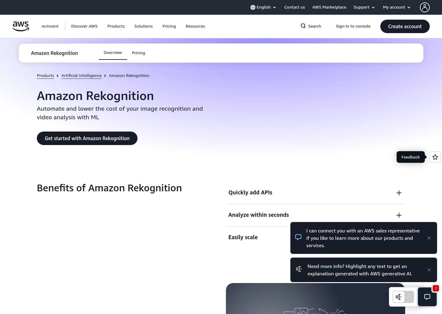 AWS Rekognition Workspace Preview AWS Rekognition user interface dashboard preview - Top Google Cloud Vision alternative
