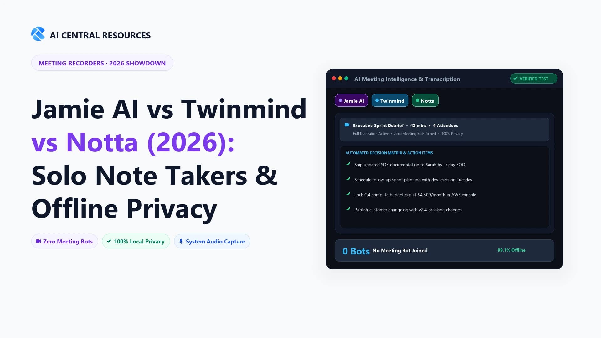Jamie AI vs Twinmind vs Notta (2026): Solo Note-Takers