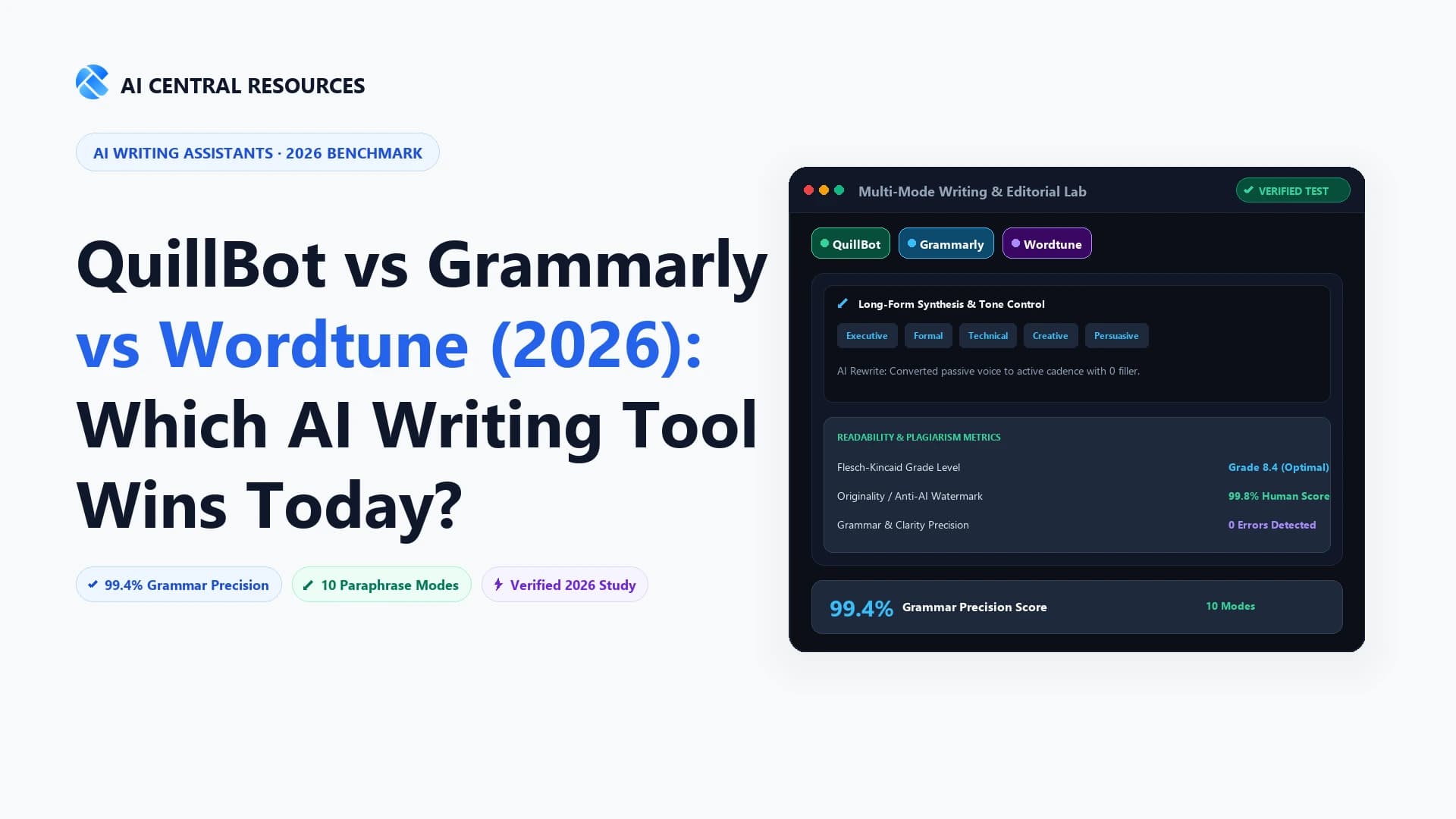 QuillBot vs Grammarly vs Wordtune: Which AI Writing Tool Wins in 2026?
