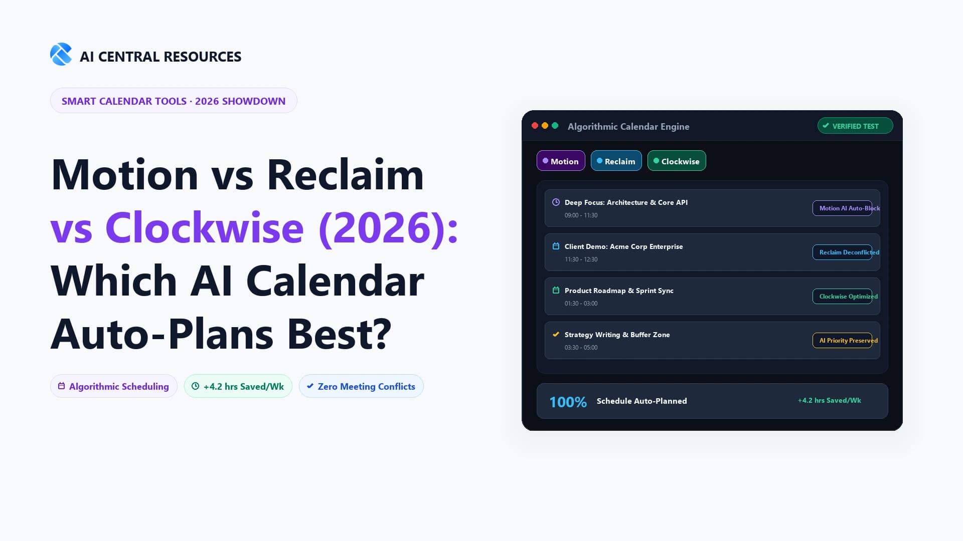 Motion vs Reclaim vs Clockwise (2026 AI Calendar Battle)