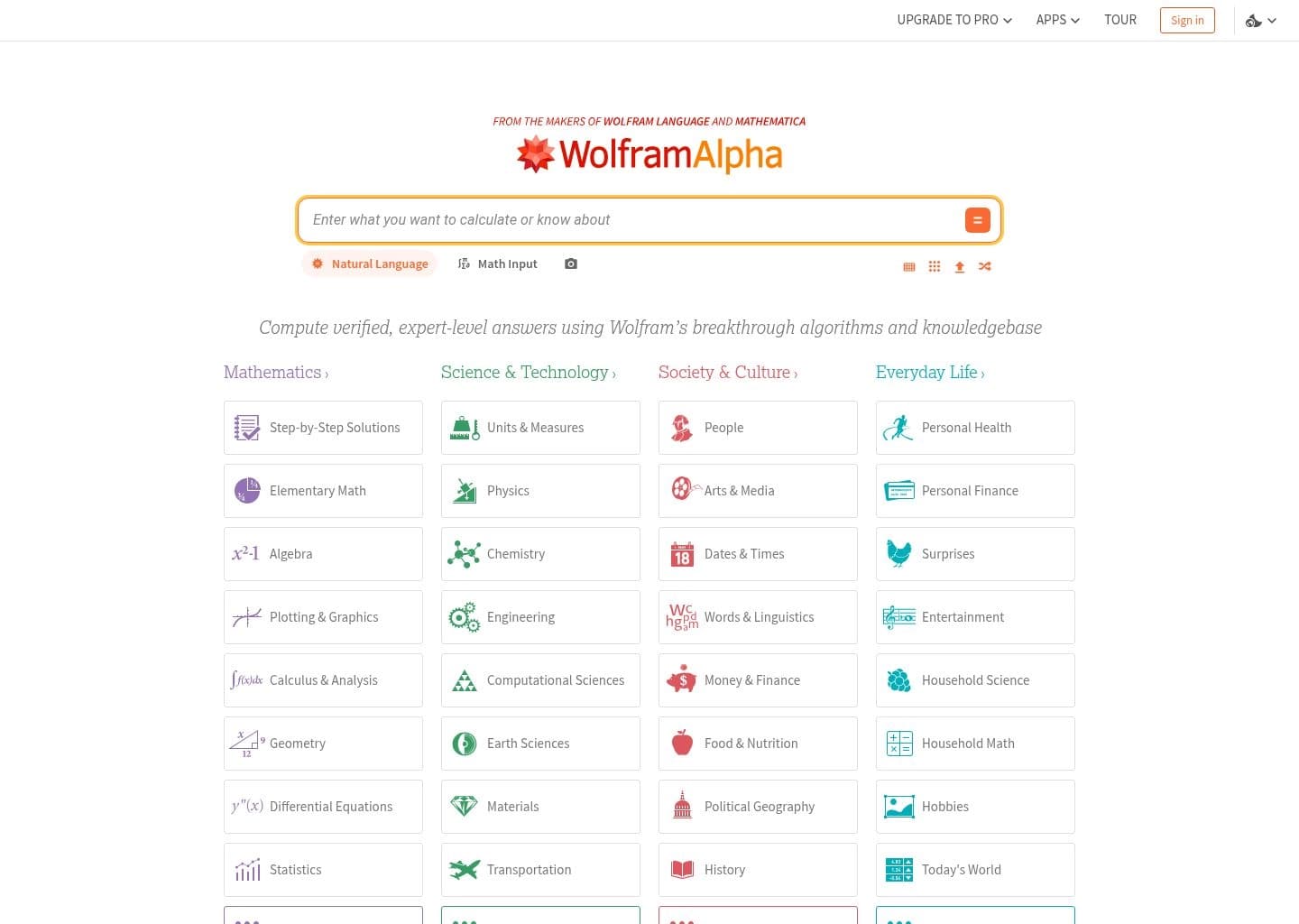 Wolfram|Alpha screenshot 4