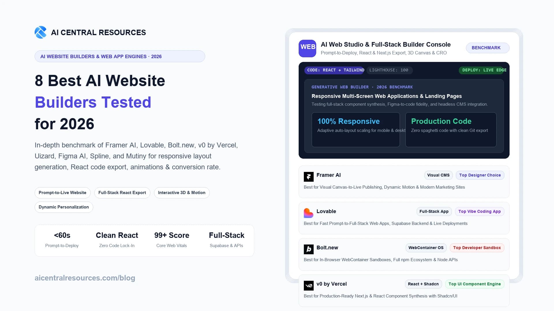 8 Best AI Website Builders in 2026 (Framer vs Lovable vs Bolt.new)