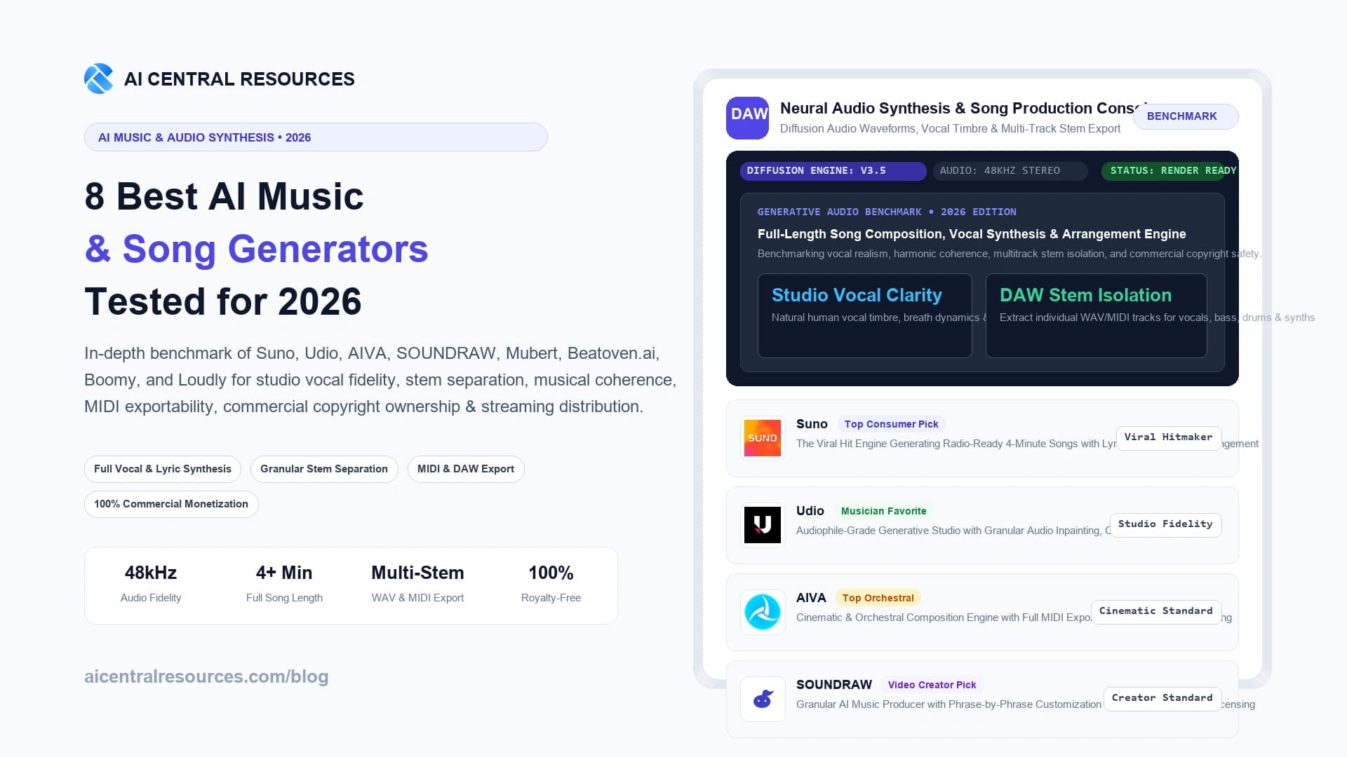 8 Best AI Music Generators in 2026 (Suno vs Udio vs AIVA vs Soundraw)